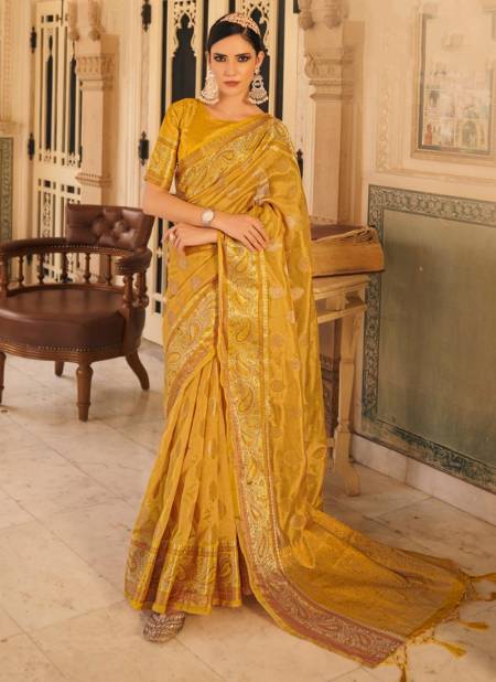 Yellow Colour Rajyog Rajpath Aashi New Latest Designer Festive Wear Organza Silk Saree Collection 49006